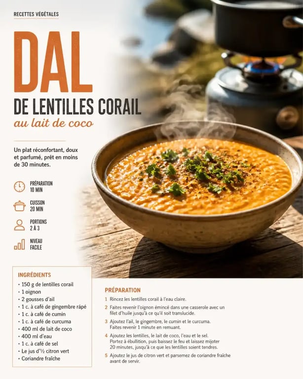 Recette de bivouac : dal de lentilles corail pour randonnée