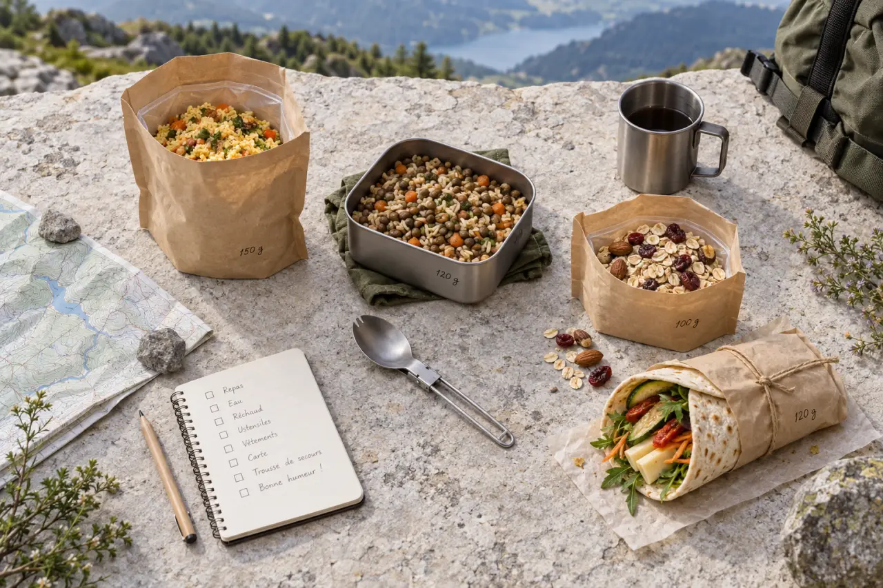 Repas de randonnée : 4 recettes maison, grammages et organisation pour vos treks
