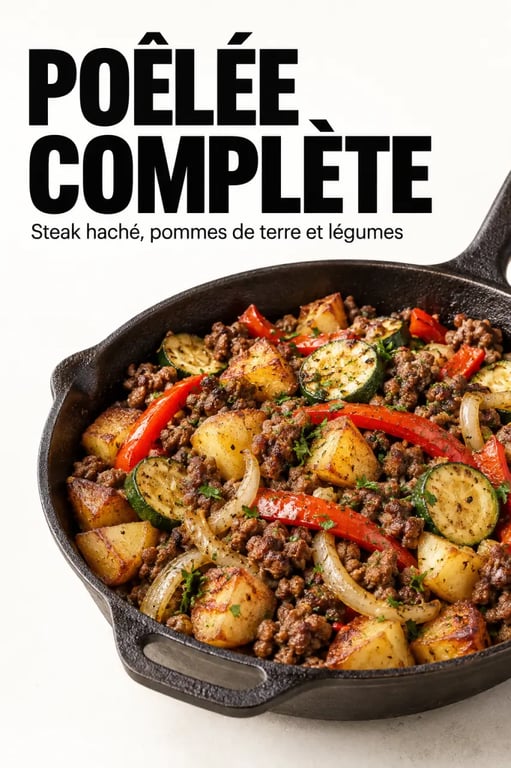 Idées repas avec steak haché : poêlée complète de bœuf, pommes de terre et légumes
