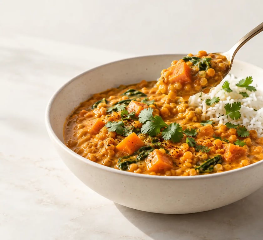 Recettes saines faciles : curry de lentilles corail et légumes