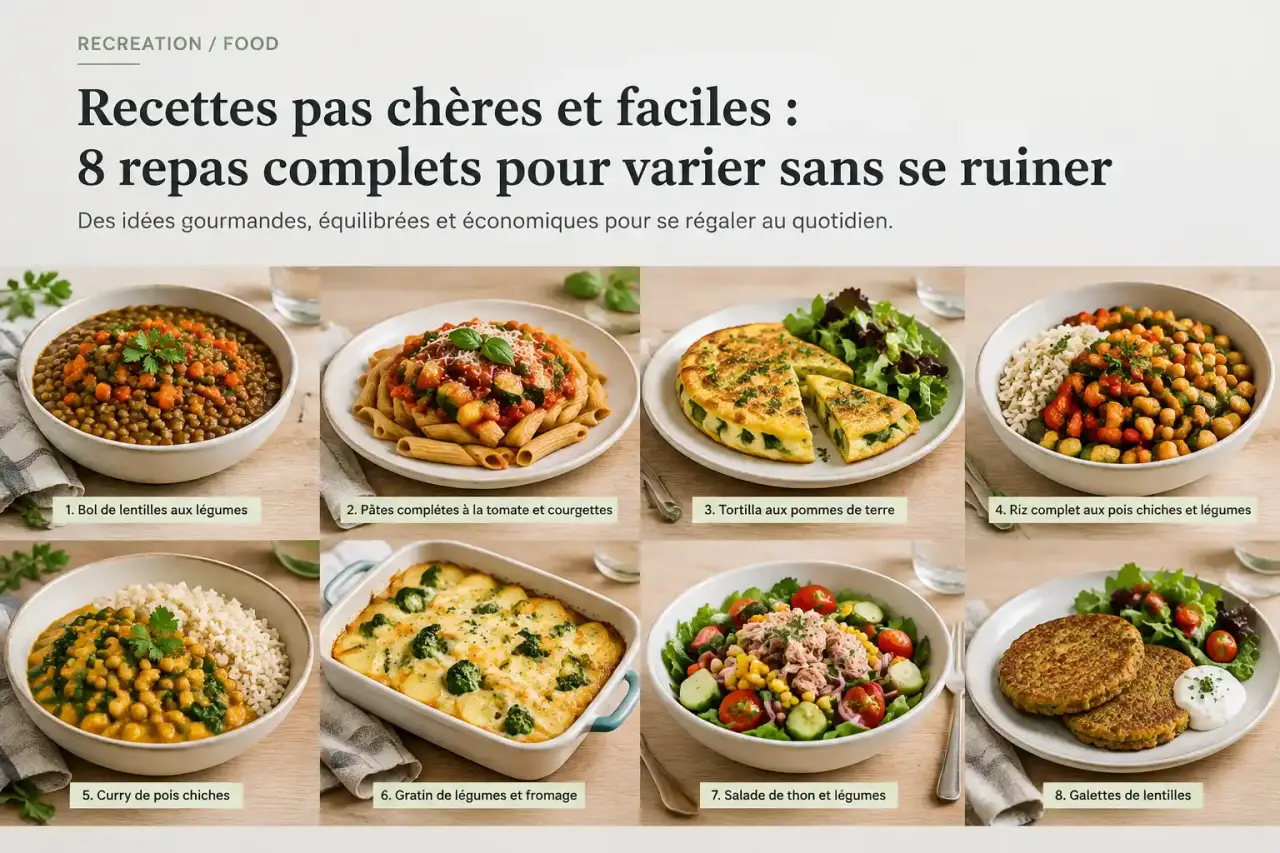 Recettes pas chères et faciles : 8 repas complets pour varier sans se ruiner