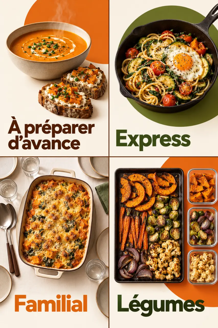 Idées repas hiver : soupe, dîner express, plat familial et légumes rôtis