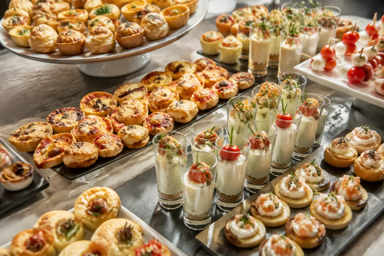 Mini quiches, feuilletés, verrines : des petits fours salés variés pour l’apéritif et le buffet