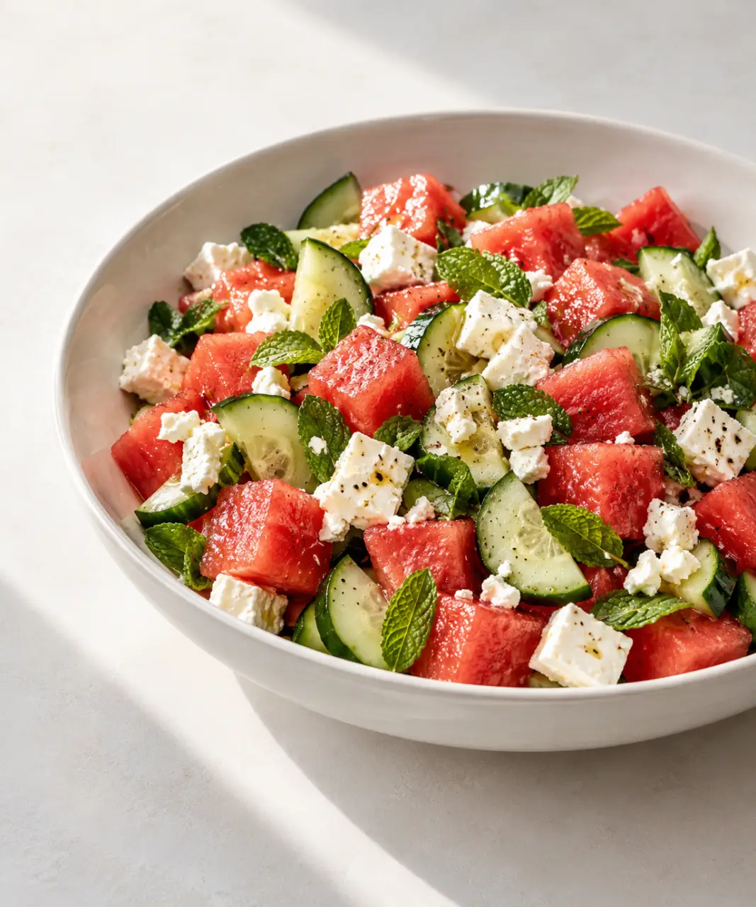 15 recettes parfaites pour les jours de grosses chaleurs : salade fraîche de pastèque, concombre et feta