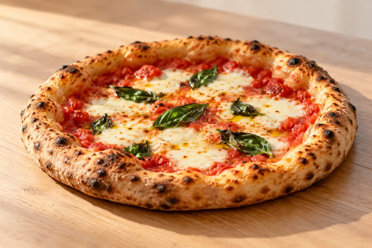 Recettes pizza napolitaine : Margherita au cornicione gonflé et alvéolé