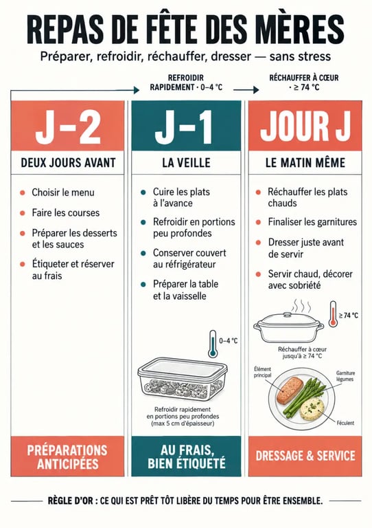 Organisation à l'avance des idées de repas pour la fête des mères
