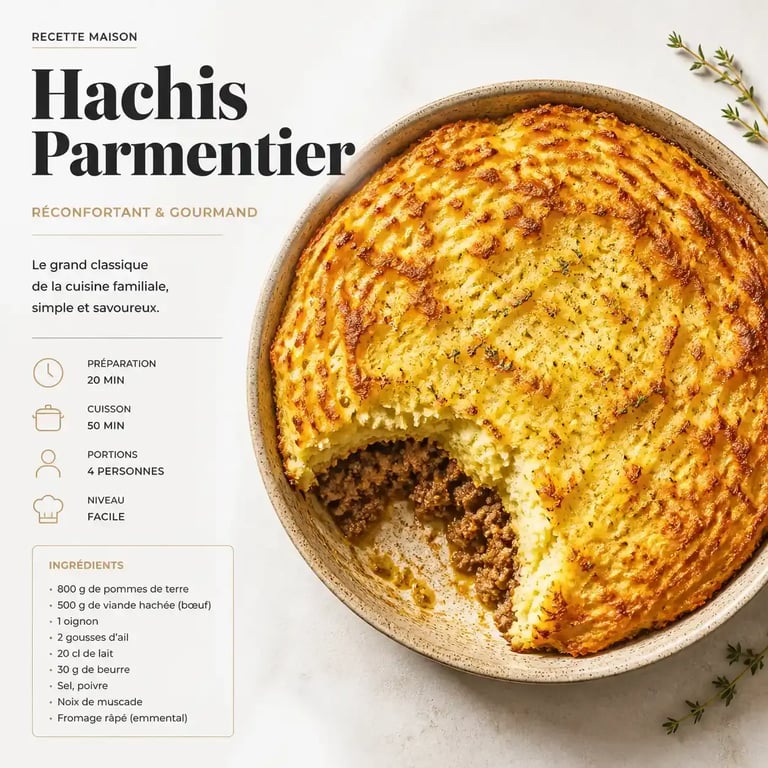 Recette facile pour débutant : hachis parmentier maison doré au four