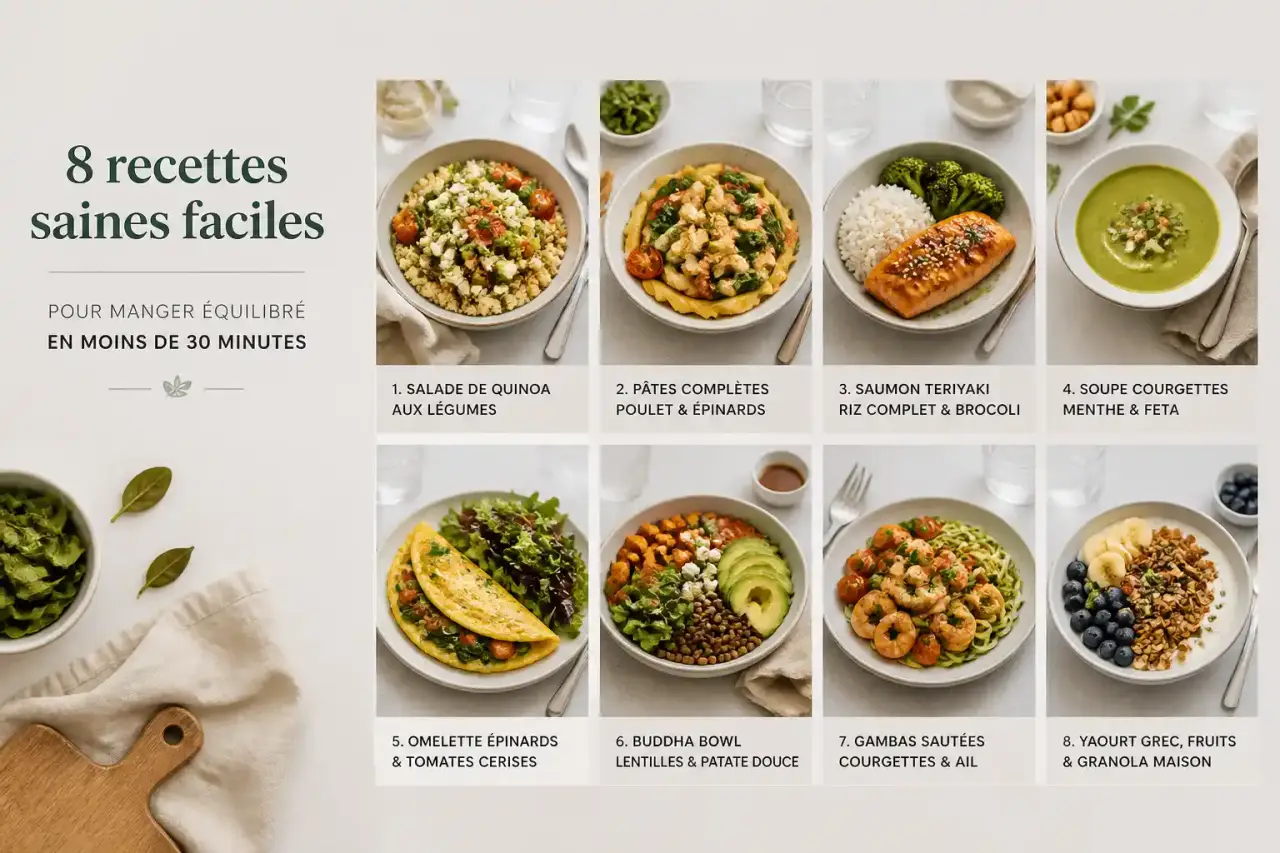 8 recettes saines faciles pour manger équilibré en moins de 30 minutes