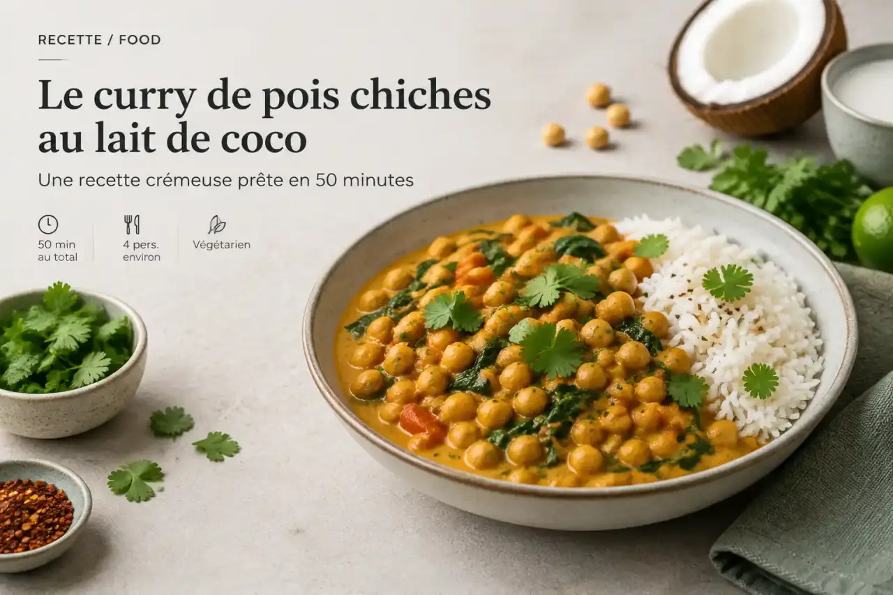 Le curry de pois chiches au lait de coco, une recette crémeuse prête en 50 minutes