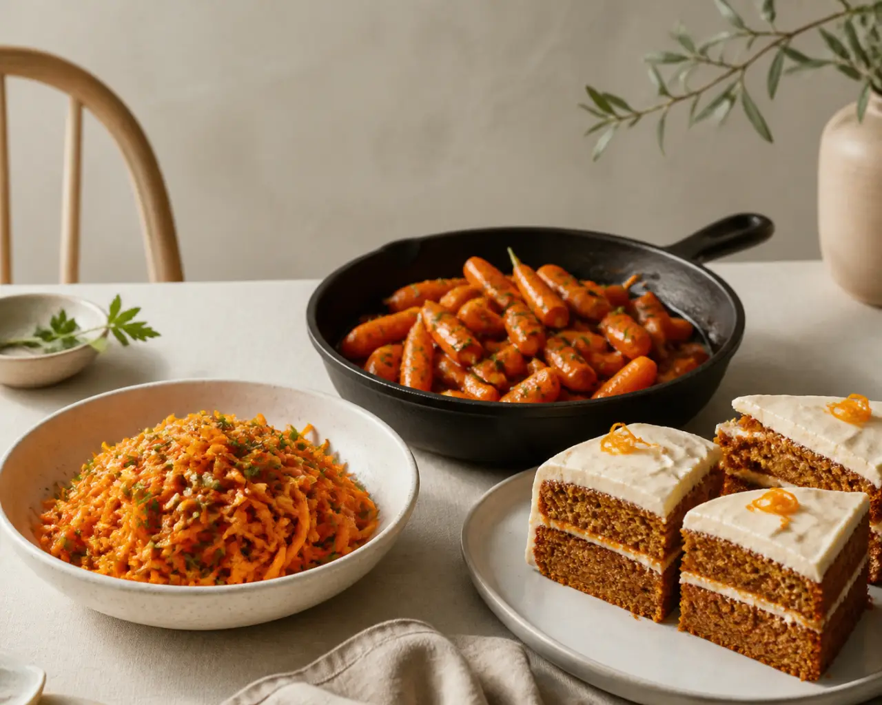 Carottes râpées, poêlées fondantes et carrot cake : des recettes simples pour chaque moment du repas