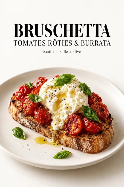Recettes italiennes gastronomiques : bruschetta aux tomates rôties et burrata