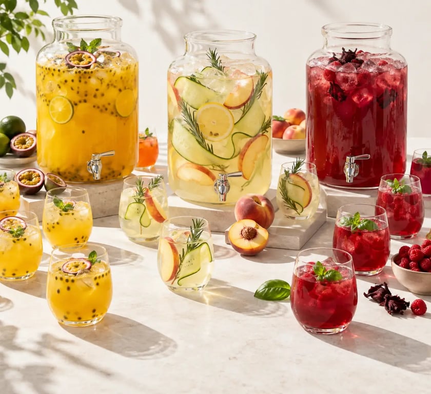 Cocktail pour 20 personnes original : buffet de trois boissons festives avec et sans alcool